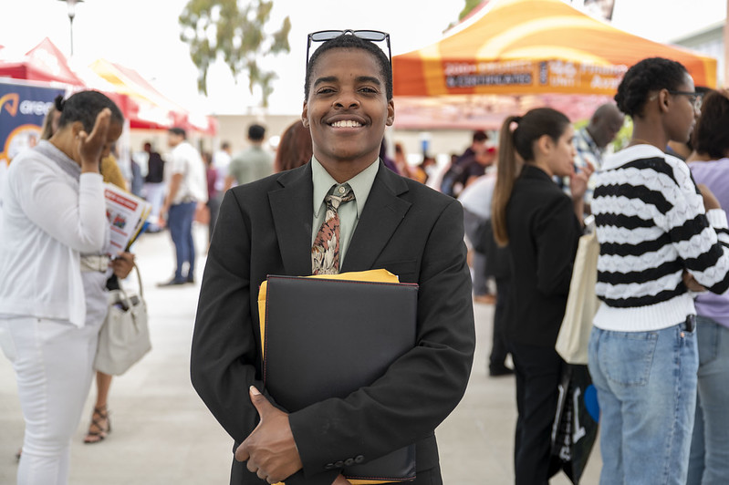 Student at a career fair Student at a career fair