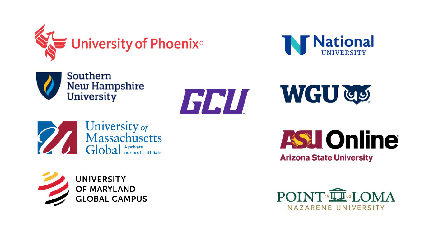 Online degree program logos Logos of several U.S. universities known for online programs