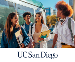 Group of college students outdoors speaking with each other
