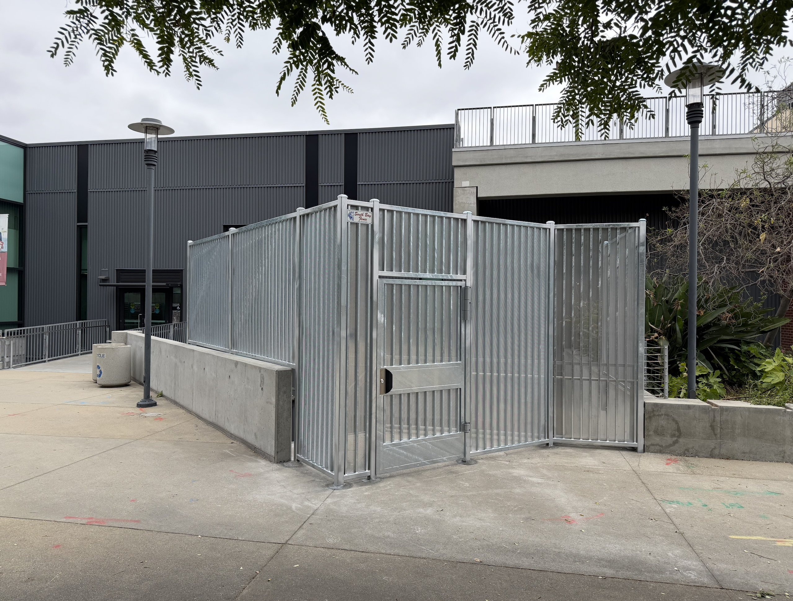 Gate and fence located on westside of BT building