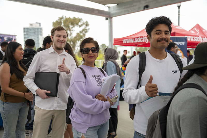 Students at a career fair